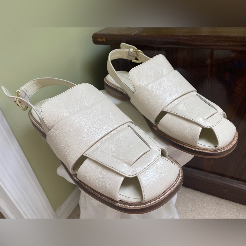 Free People libby fishermen Cream Leather Sandals size 11 women H17N6 new